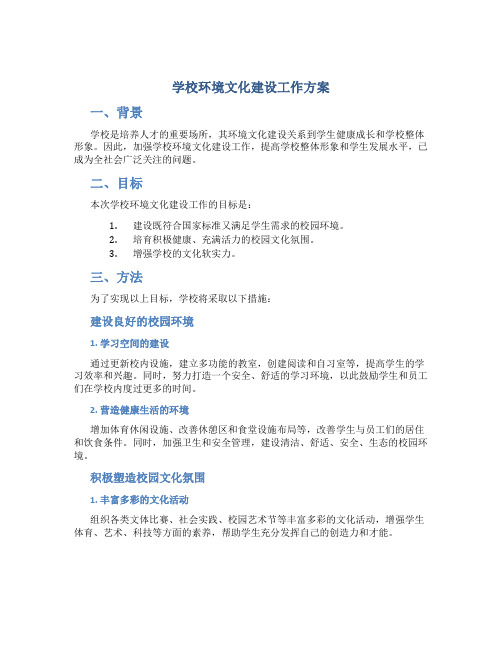 学校环境文化建设工作方案