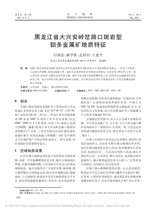 黑龙江省大兴安岭岔路口斑岩型钼多金属矿地质特征_付瑞忠