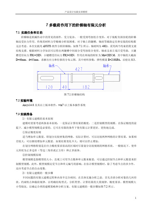 ansys14多载荷作用下的阶梯轴有限元分析