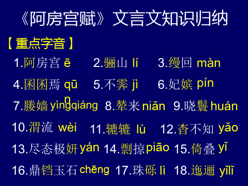 《阿房宫赋》文言文知识归纳