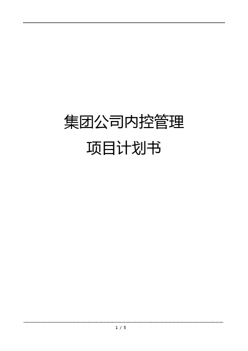 集团公司内控管理项目计划书