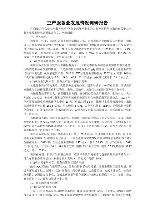 三产服务业发展情况调研报告