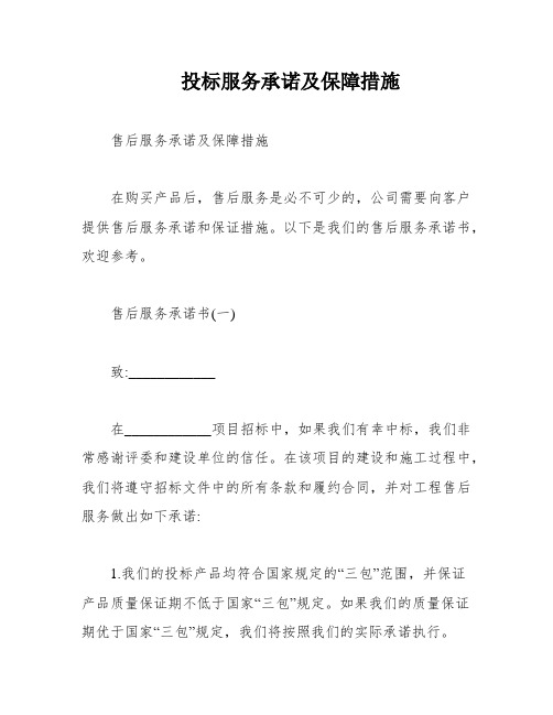 投标服务承诺及保障措施