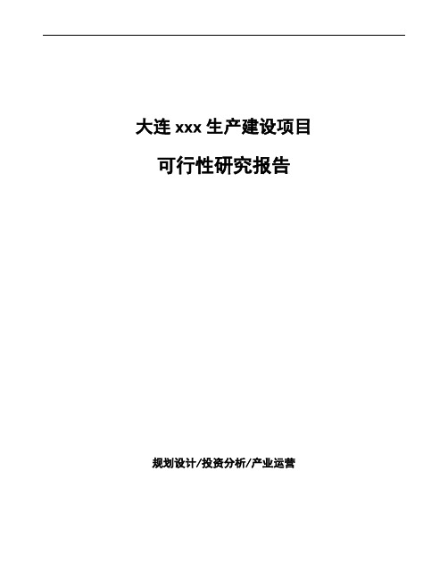 大连企业投资项目可行性研究报告