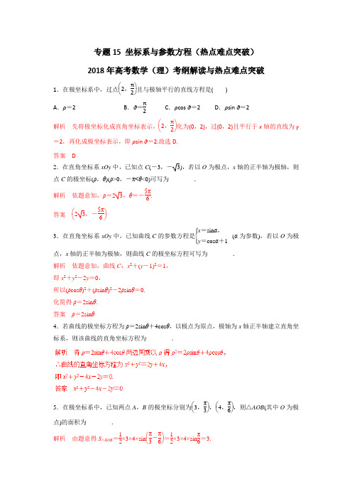 专题15 坐标系与参数方程热点难点突破-2018年高考数学