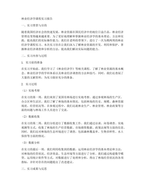 林业经济学课程实习报告