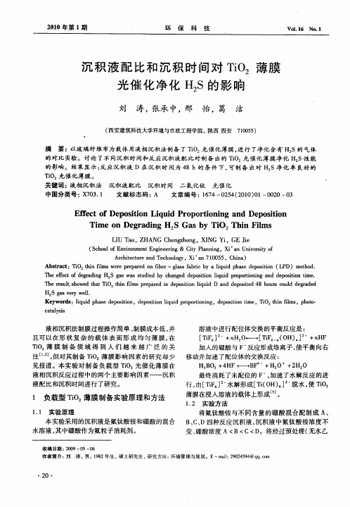 沉积液配比和沉积时间对TiO2薄膜光催化净化H2S的影响