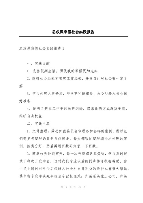 思政课寒假社会实践报告