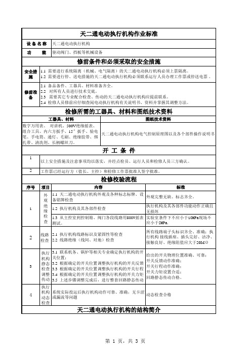 天二通电动门维修作业标准