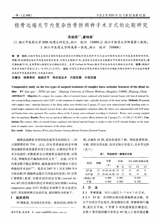 桡骨远端关节内复杂性骨折两种手术方式的比较研究