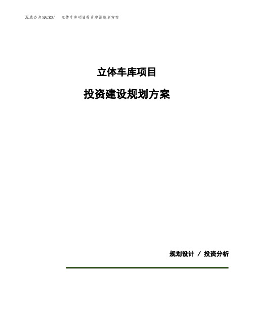 立体车库项目投资建设规划方案(模板)