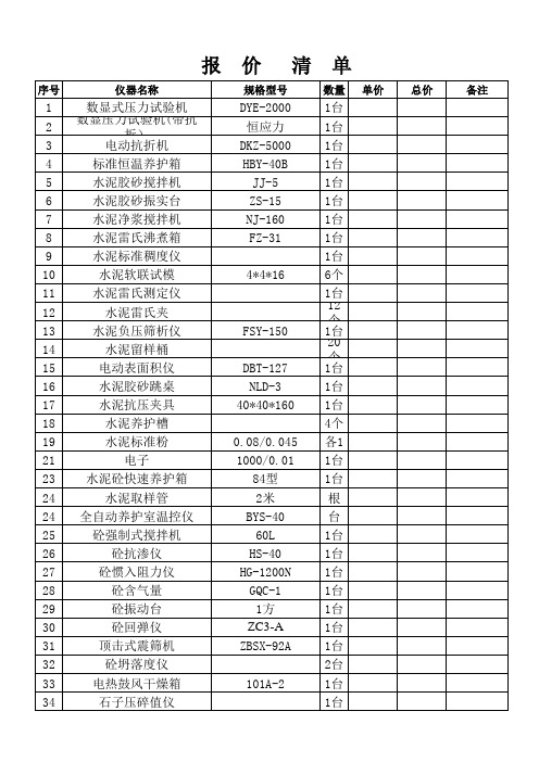 搅拌站仪器清单