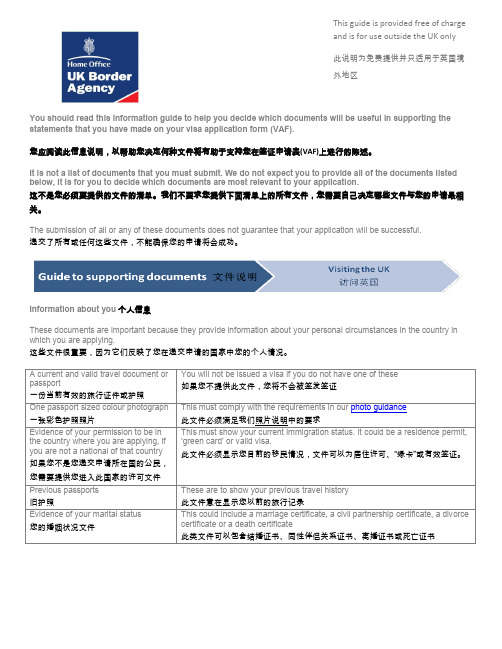 英国 签证 中英文申请表