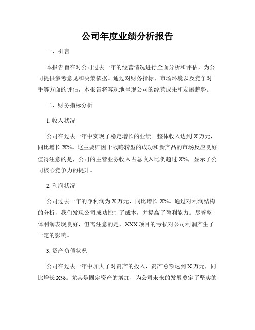 公司年度业绩分析报告