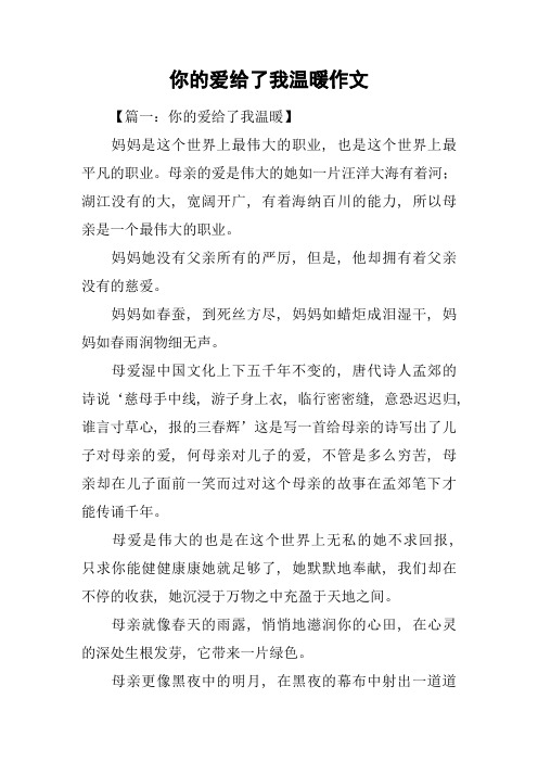 你的爱给了我温暖作文