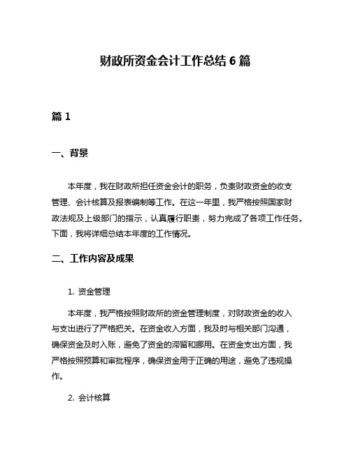 财政所资金会计工作总结6篇