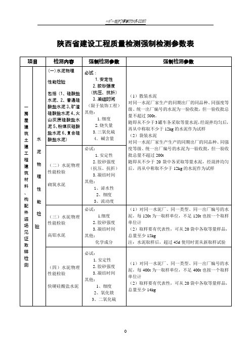 陕西省建设工程质量强制检测表