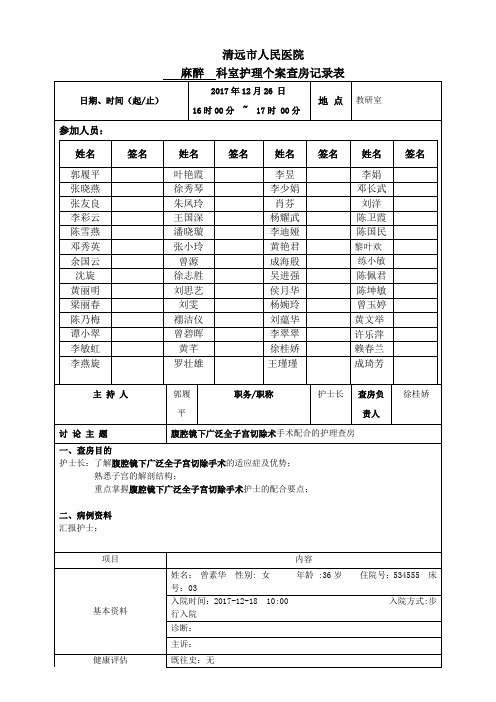 徐桂娇腹腔镜下广泛全子宫切除手术护理查房