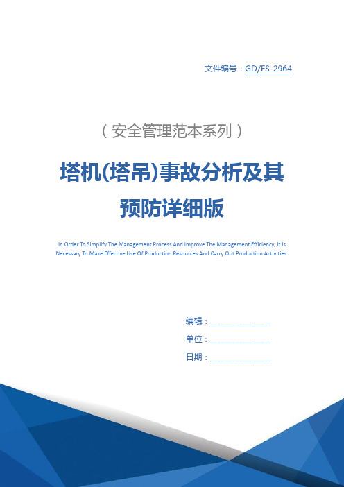 塔机(塔吊)事故分析及其预防详细版