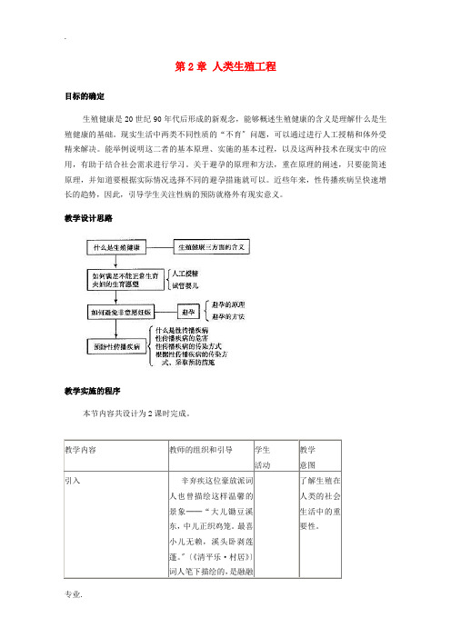 高中生物 第三单元 生物科学与人类健康 第二章 人类生殖工程 3.2 人类生殖工程(1)教案 中图版