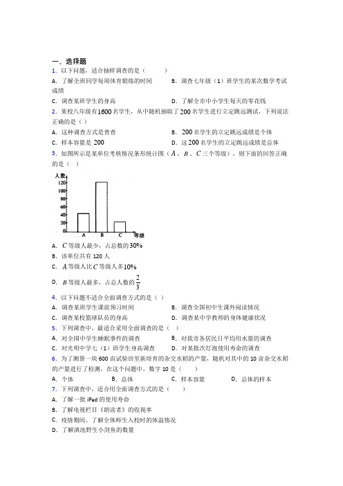 人教版初中数学七年级数学下册第六单元《数据的收集、整理与描述》检测卷(包含答案解析)