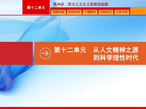 2020版高考历史人教版山东一轮复习课件：  西方人文主义思想的起源