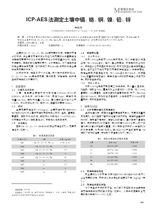 ICP-AES法测定土壤中镉、铬、铜、镍、铅、锌