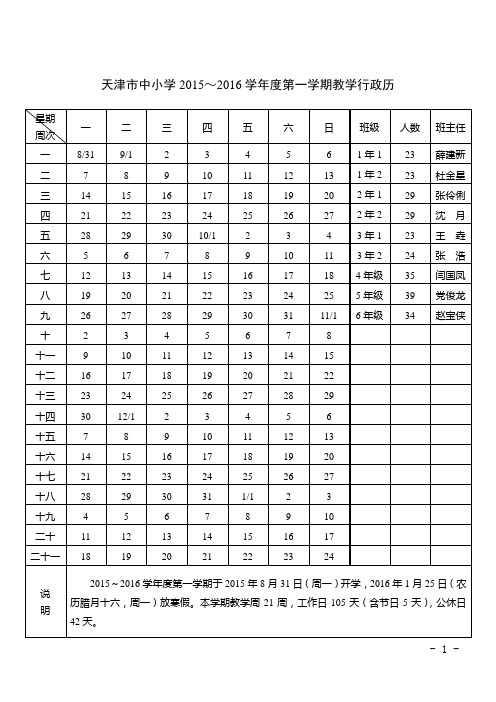 2015-2016教学行政历