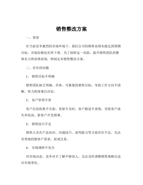 销售整改方案