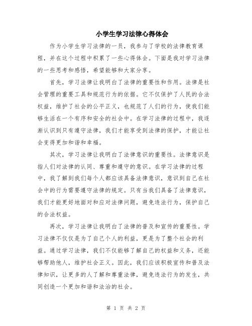 小学生学习法律心得体会