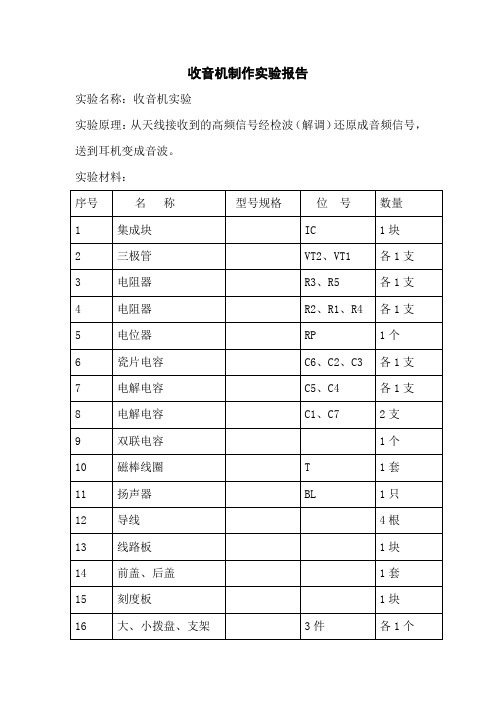 收音机制作实验报告