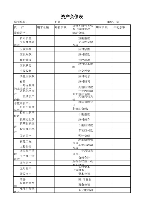 新准则会计报表模板