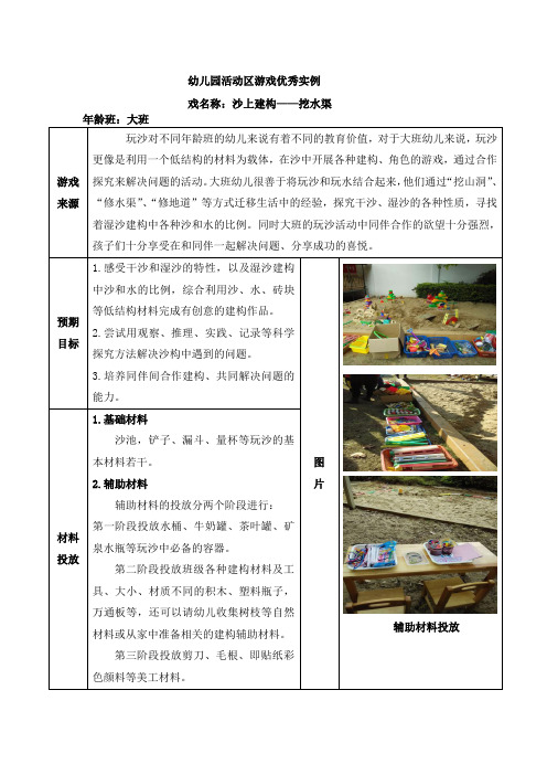 幼儿园大班活动区游戏优秀教学案例：《“挖水渠”》