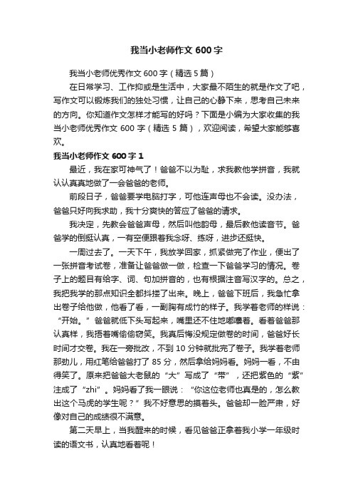 我当小老师作文600字