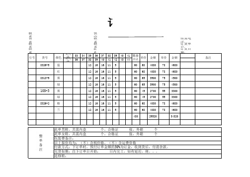 鞋业订货单模版