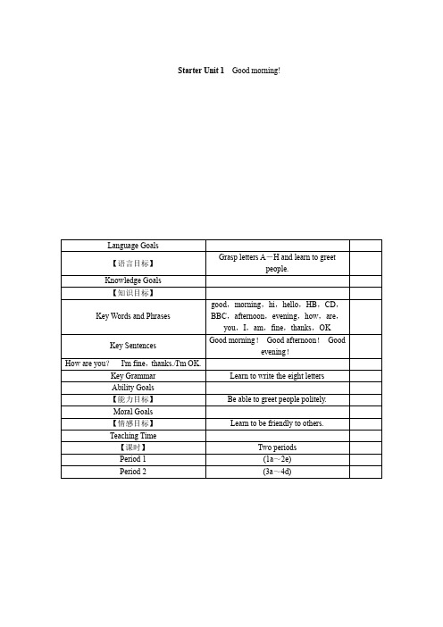 《Starter Unit 1 Good morning》教学设计