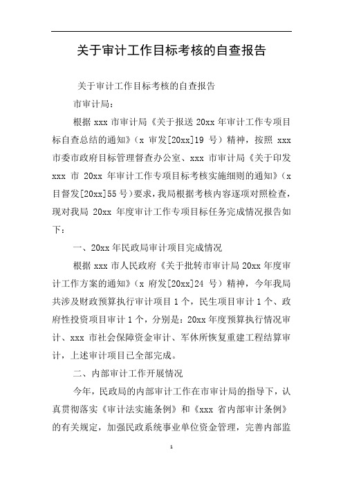 关于审计工作目标考核的自查报告