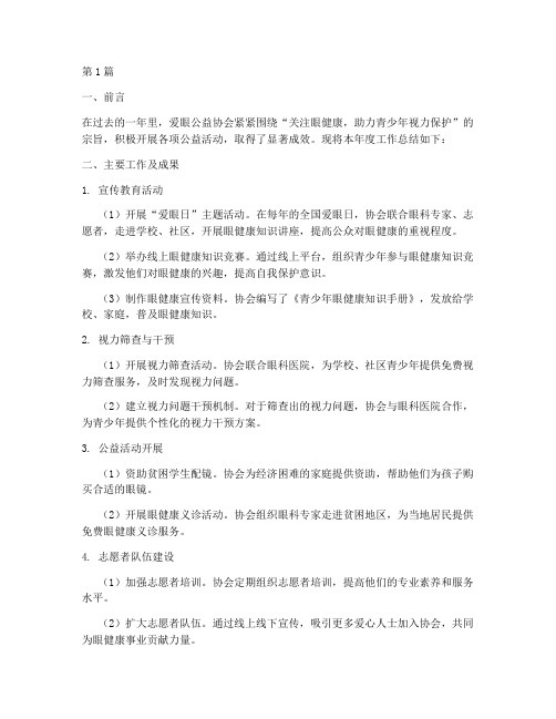 爱眼公益协会年度总结(3篇)