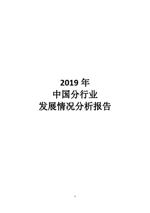 2019年中国分行业发展分析报告