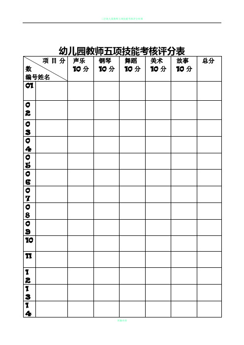 幼儿园教师五项技能考核评分表65308