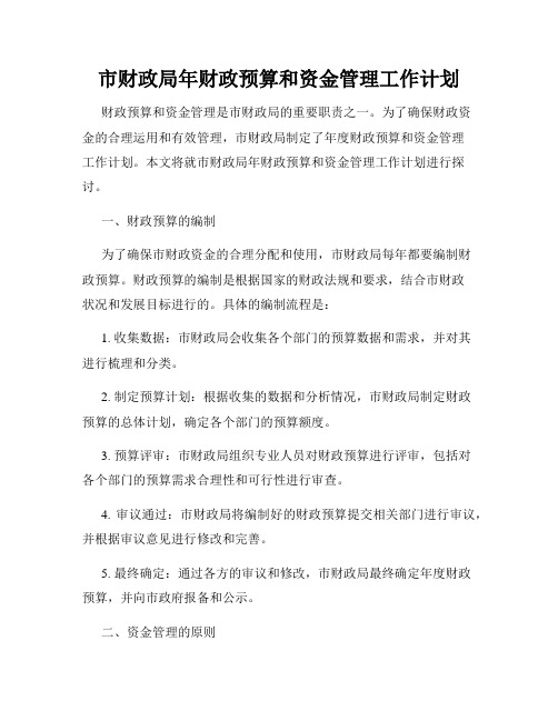 市财政局年财政预算和资金管理工作计划