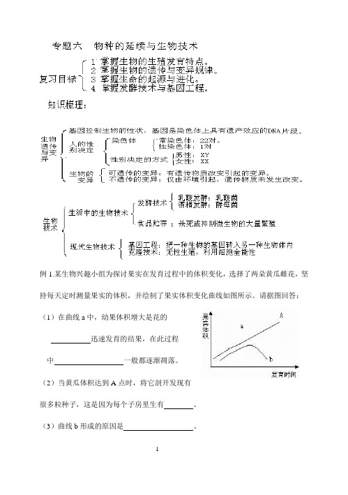 例1某生物兴趣小组为探讨果实在发育过程中的体积变化