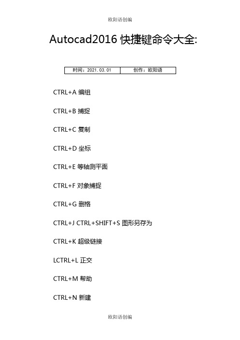 CAD2016快捷键命令大全快捷键技巧之欧阳语创编