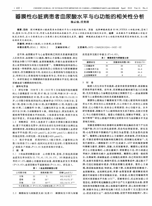 瓣膜性心脏病患者血尿酸水平与心功能的相关性分析