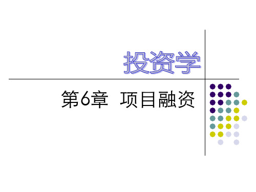 《投资学(第6版)》第6章 项目融资