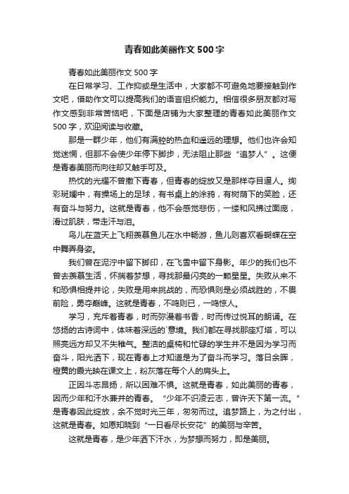 青春如此美丽作文500字