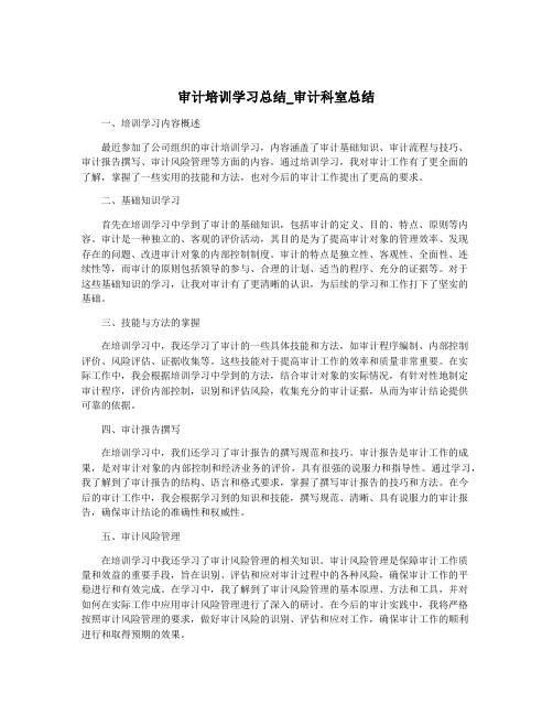 审计培训学习总结_审计科室总结