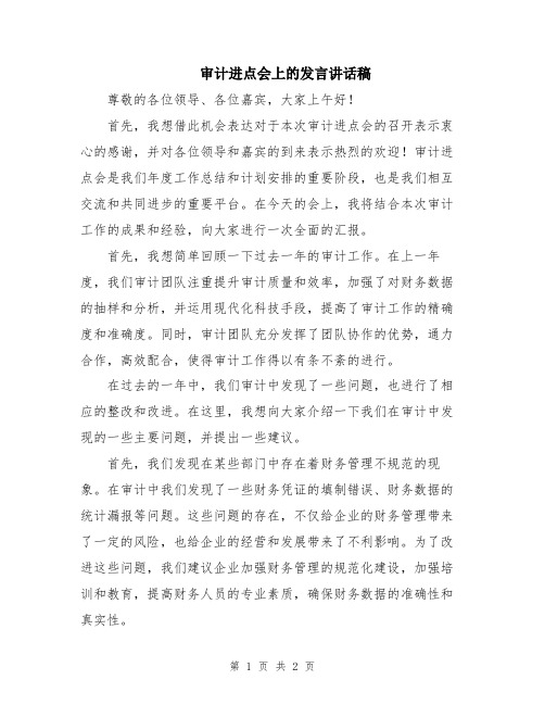 审计进点会上的发言讲话稿