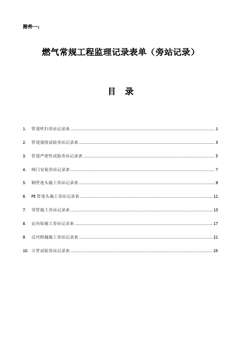 HSE-2015-153 附件一 燃气常规工程监理记录表单(旁站记录)