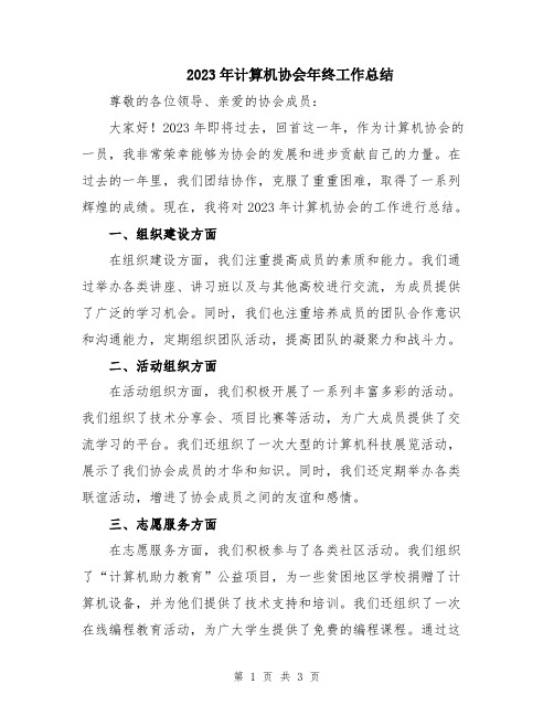 2023年计算机协会年终工作总结